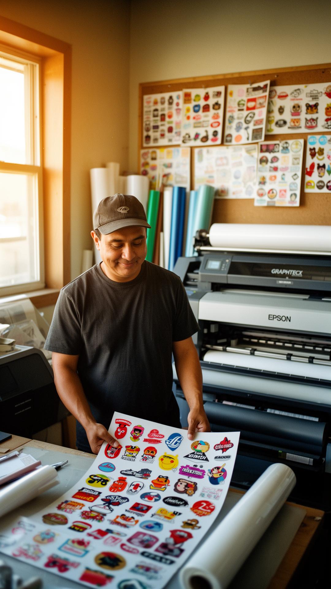 Carlos in his Reno sticker studio